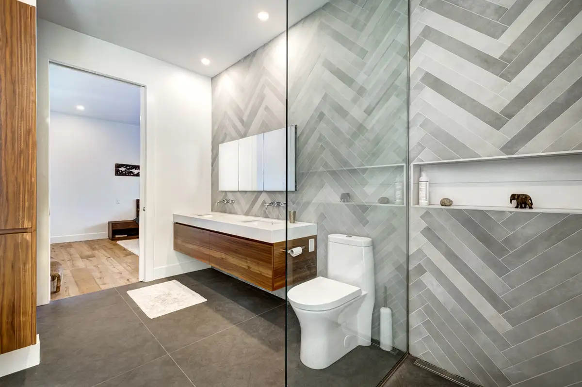 Custom built interior with distinctive structure.